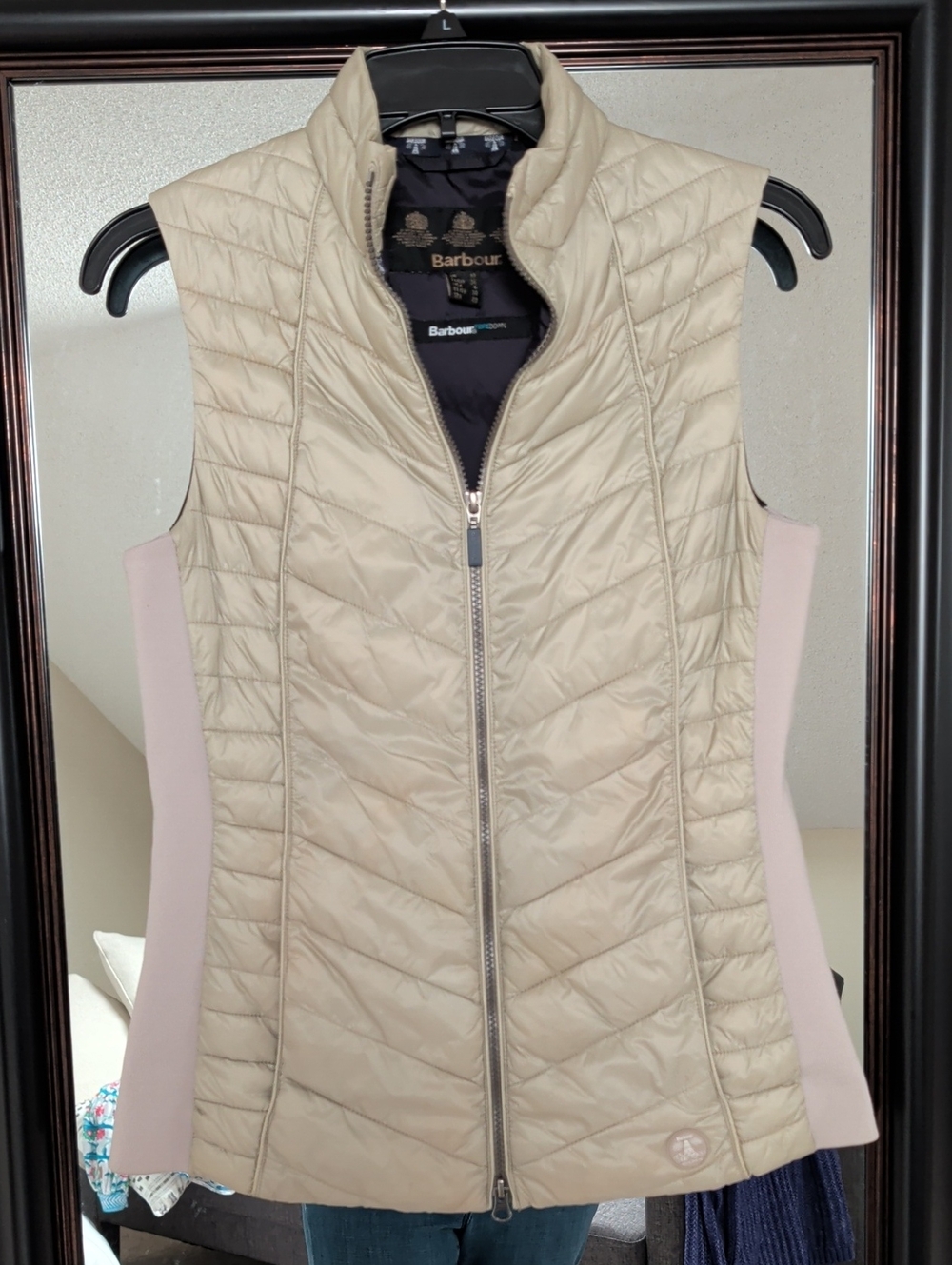 Barbour Penhale Quilted Sage Green Gilet with Side Panels Size 10